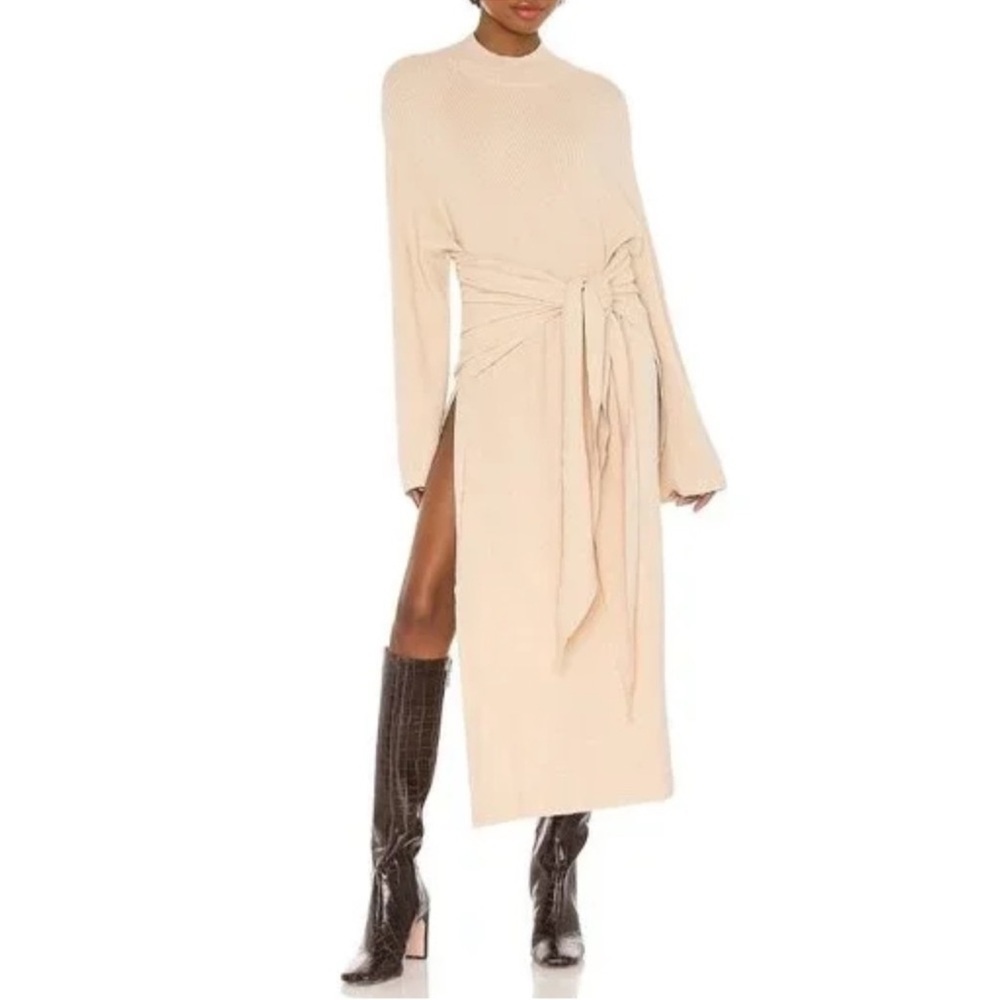 Revolve - SNDYS Tie Up Knit Dress - Small Cream